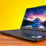 Lenovo Legion 5 (2026) gaming laptop with RTX 5050 GPU and Ryzen 7 processor on yellow background